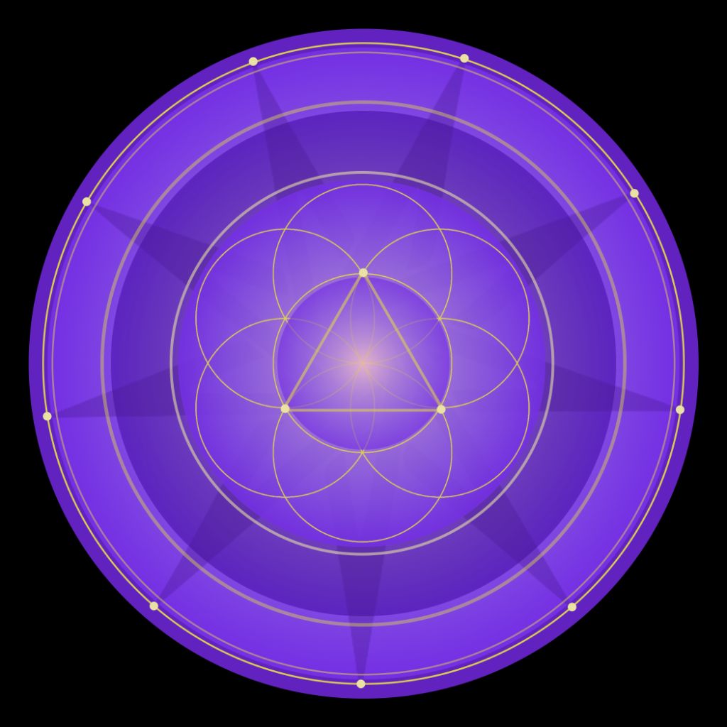 The Weaving sacred geometry: nine-pointed star, seed of life, triangle